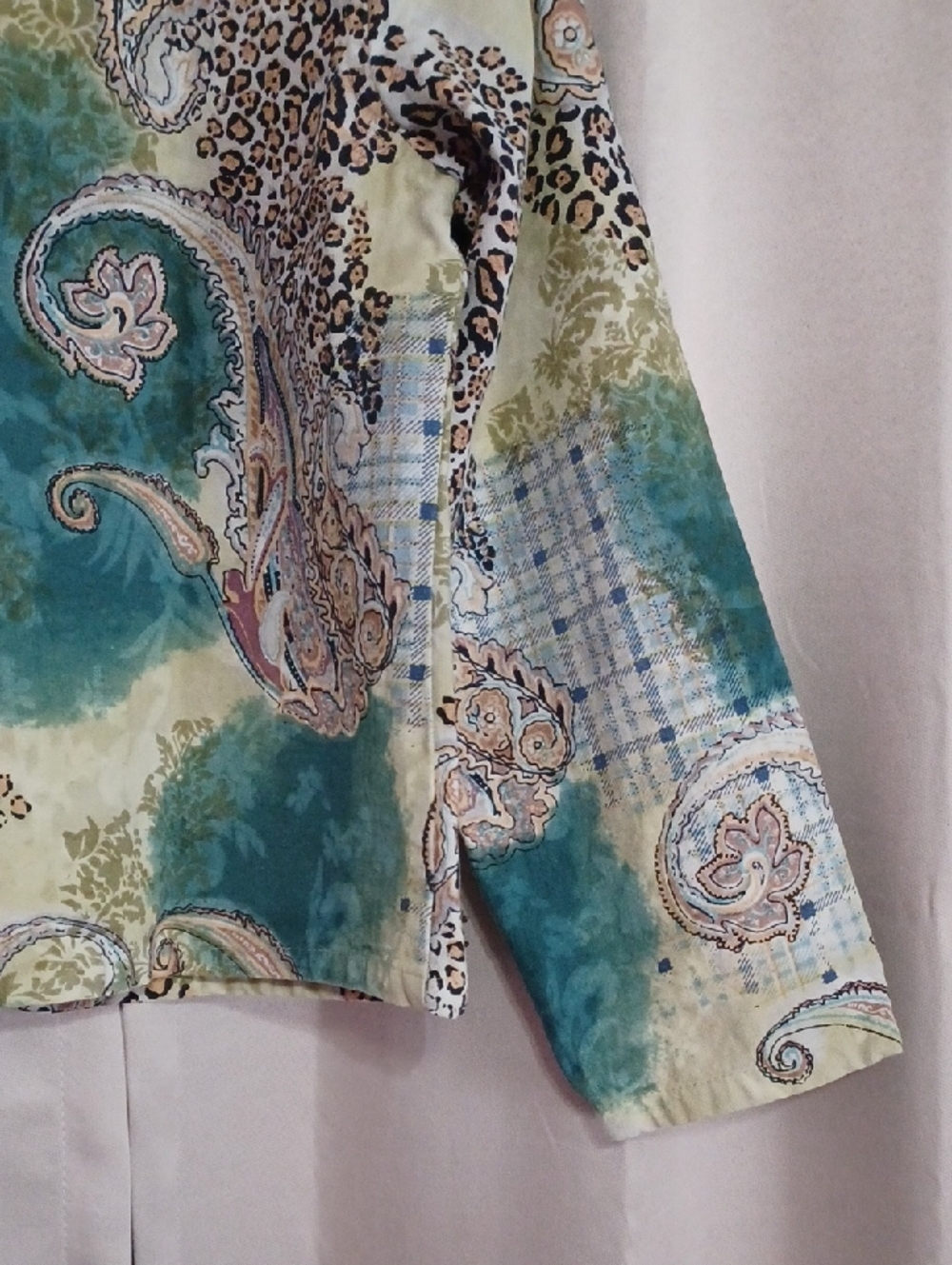 Gaudy Couture Paisley Animal Print Denim Jacket Rhinestones Button Front Sz M - Picture 12 of 15